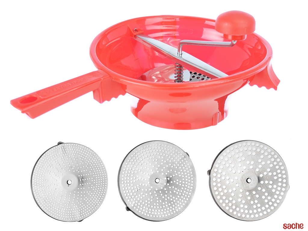 Moulin à Légumes Plastique Rouge 24 Cm - 3 Disques Inclus