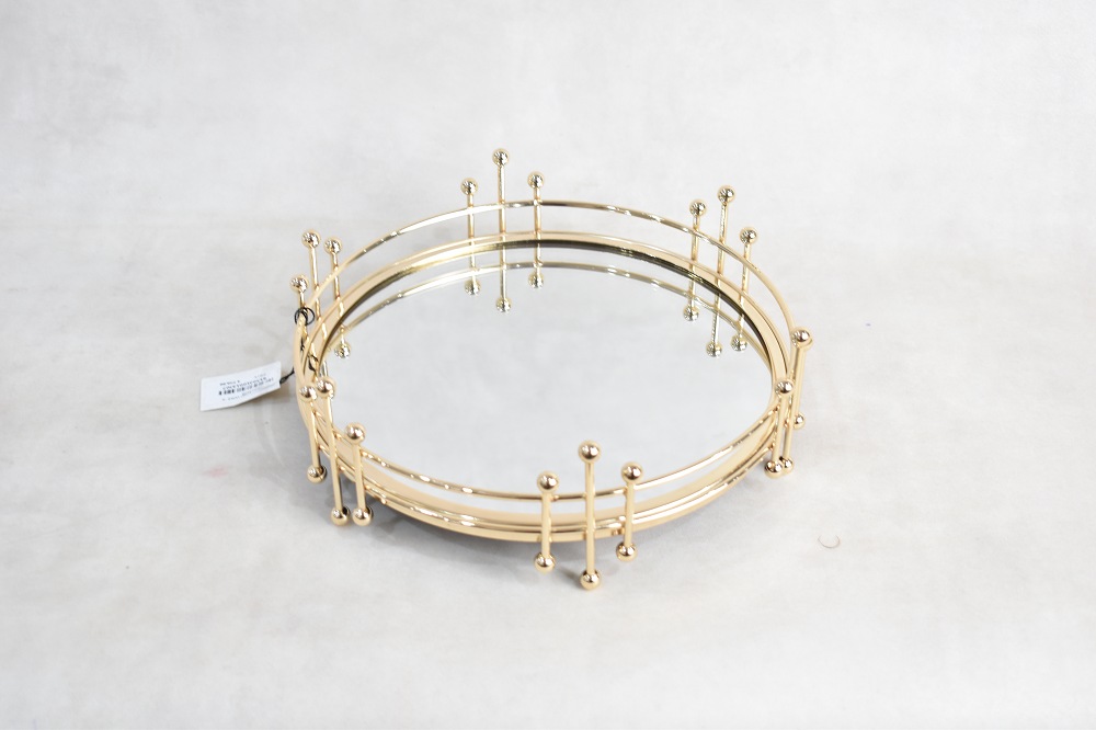 PLATEAU ROND DORE 35 CM K102﻿ - Maison Et Déco Vente En Ligne