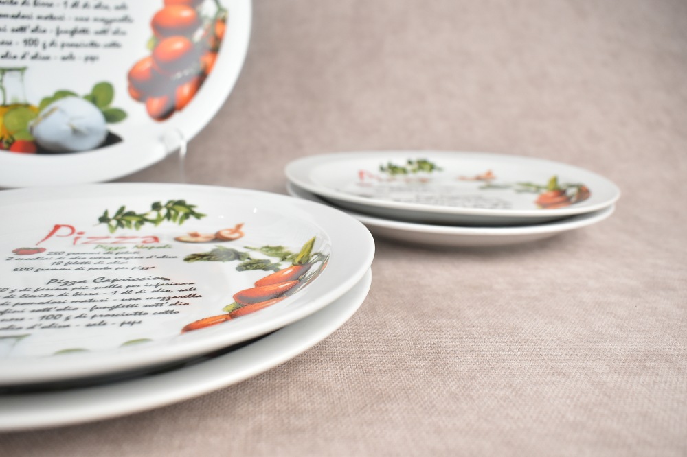Assiette à Pizza Mélamine 33 Cm - Résistante, Passe Au Four, Micro-Ondes Et Lave-Vaisselle - Décors Variés
