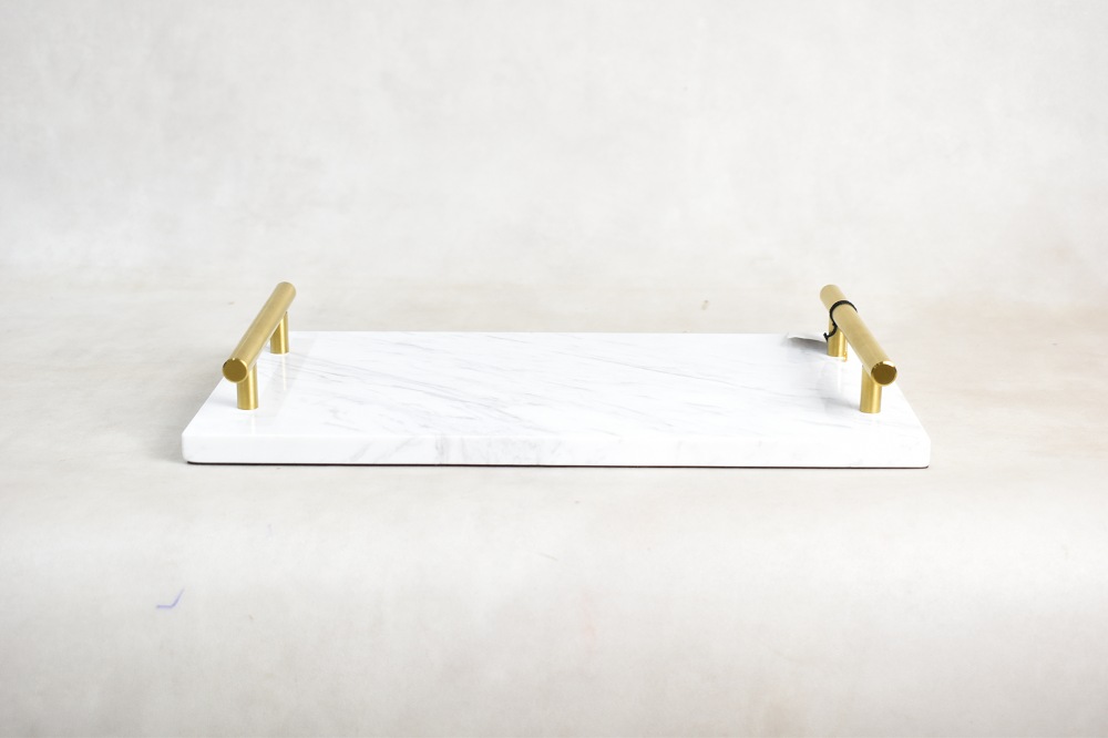 Plateau Rectangulaire 53X42 Cm Anemone Métal Argenté