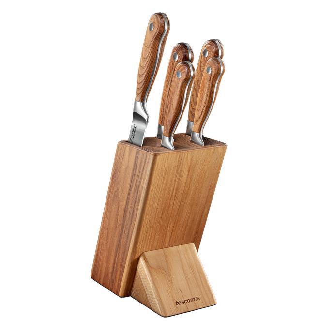 Tescoma Woody Bloc Universel Pour 13 Couteaux Et Ciseaux - Bois D'Hévéa Brésilien Avec 3 Ans De Garantie