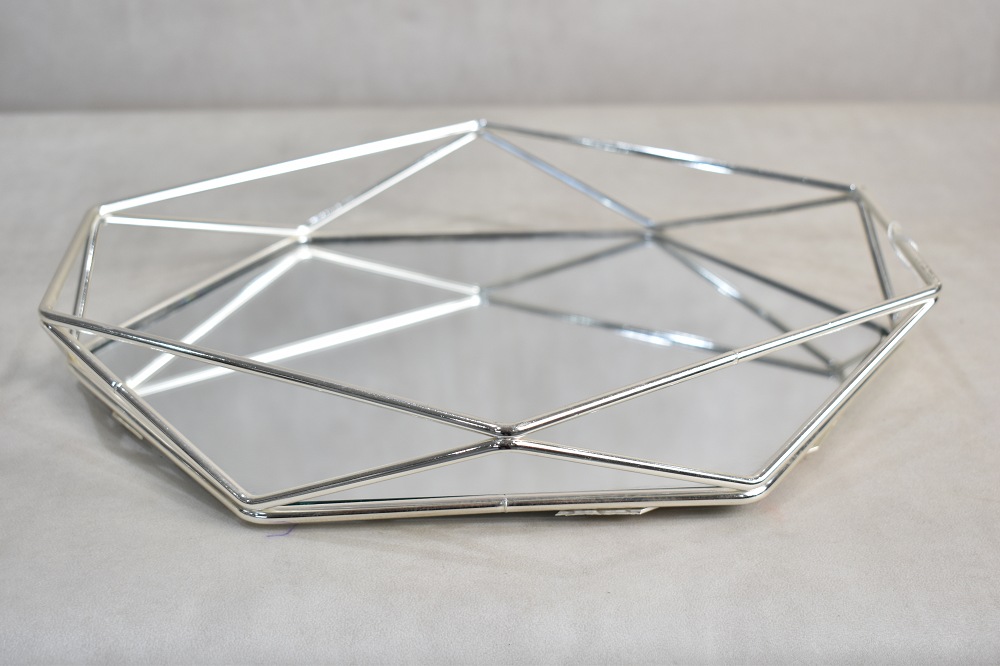 Plateau Miroir Argenté - 30 X 20 X 3 Cm - Organiseur Bijoux & Cosmétiques - Antidérapant - Décoration Salle De Bain - 2